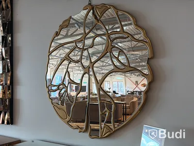 Spegel, guld, ∅90 cm