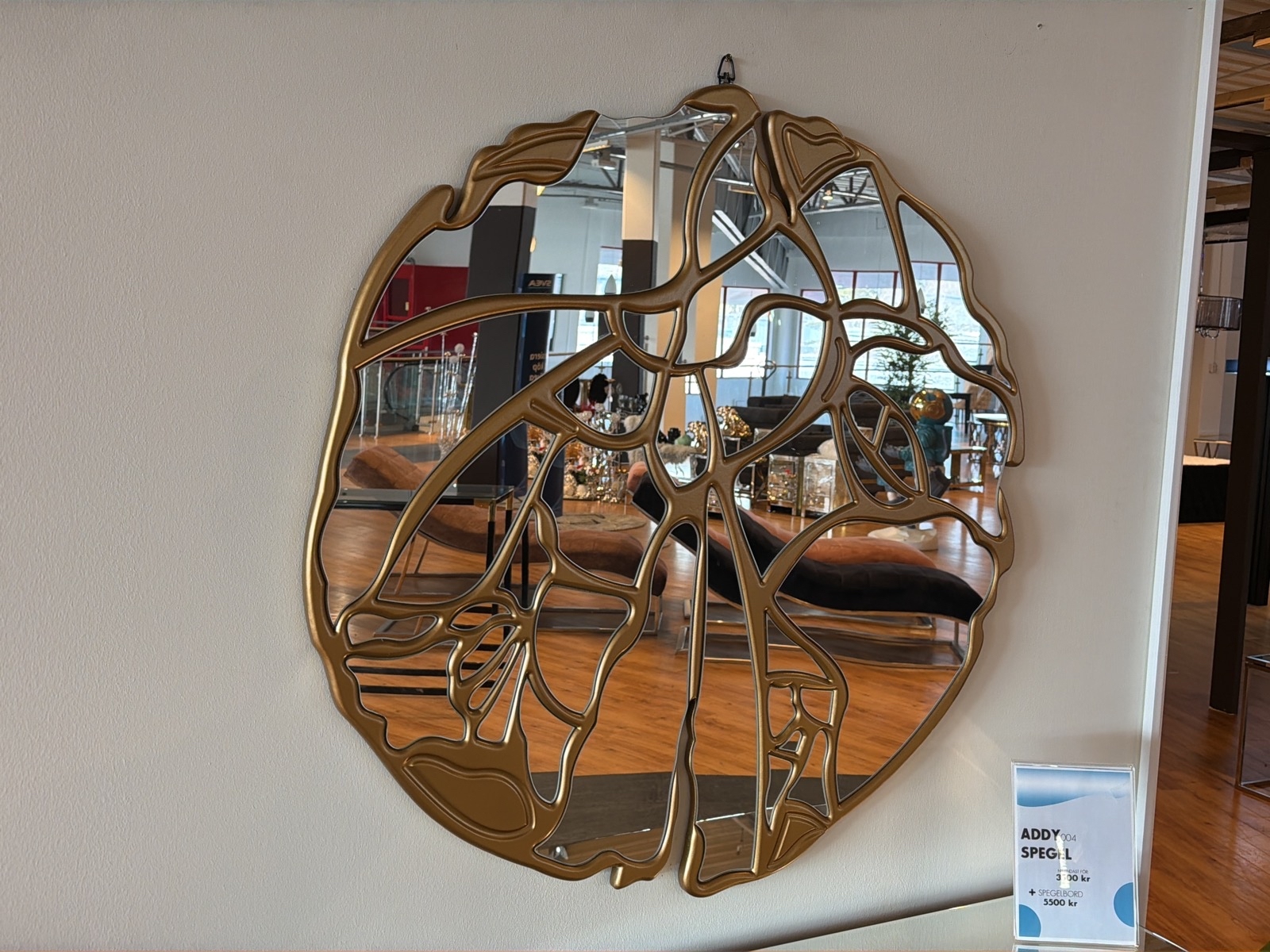 Spegel, guld, ∅90 cm