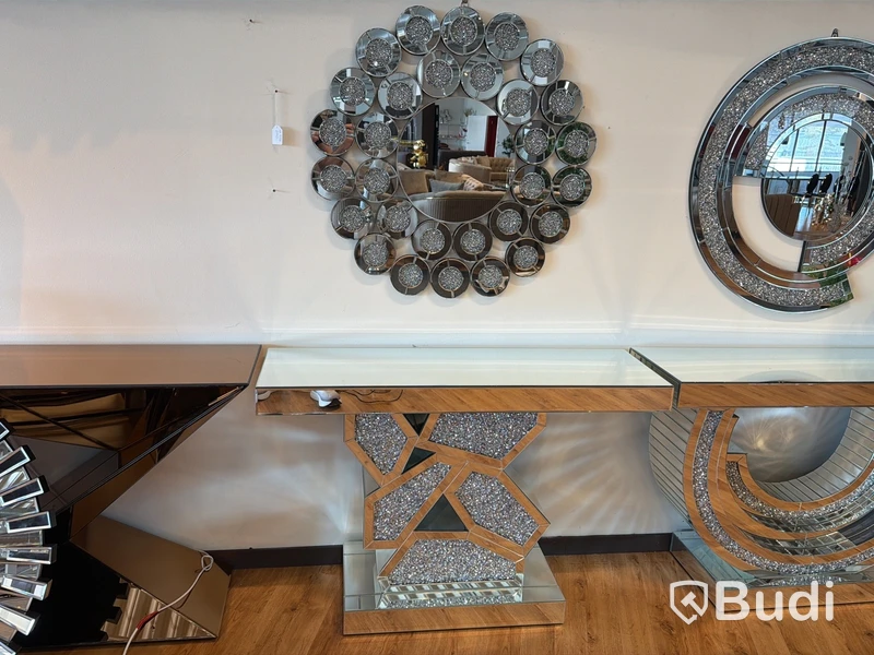 Avlastnings-/ spegelbord med rund spegel