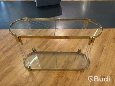 Sidobord, guld/ glas, 120 cm