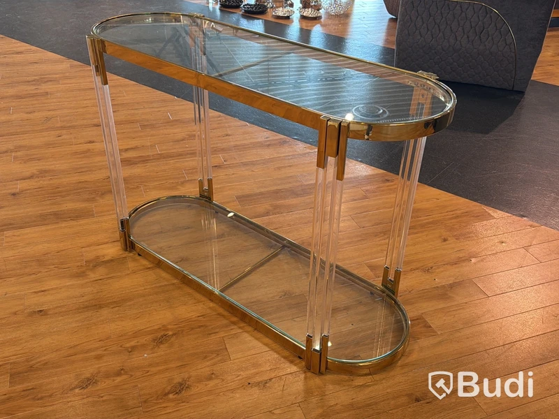 Sidobord, guld/ glas, 120 cm
