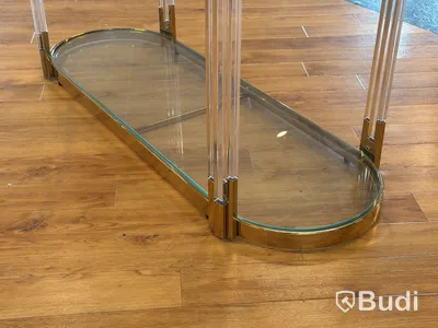 Sidobord, guld/ glas, 120 cm