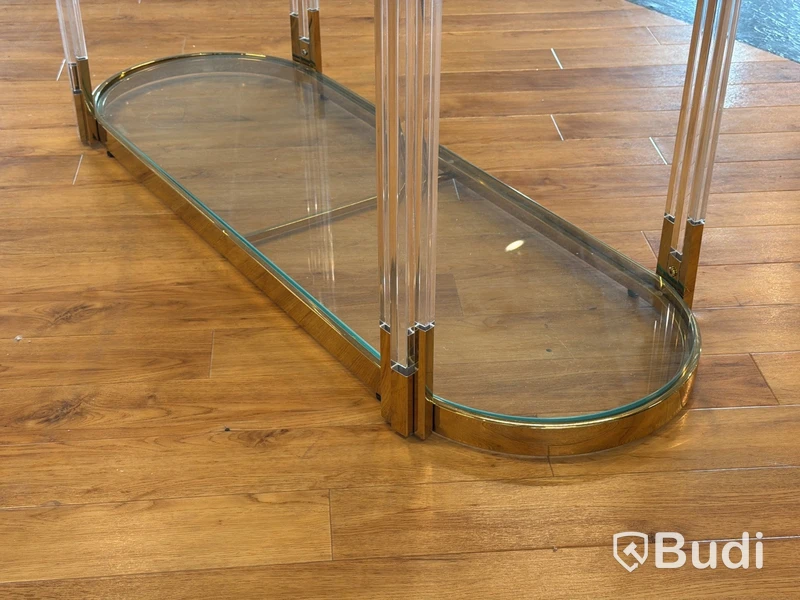 Sidobord, guld/ glas, 120 cm