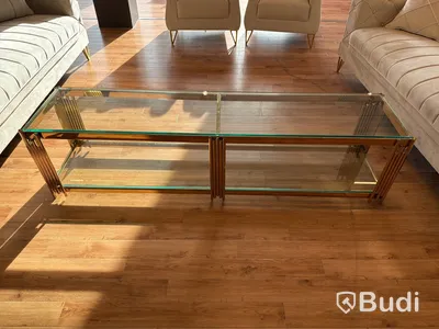 TV-bänk/ sidobänk, guld/ glas, 180 cm