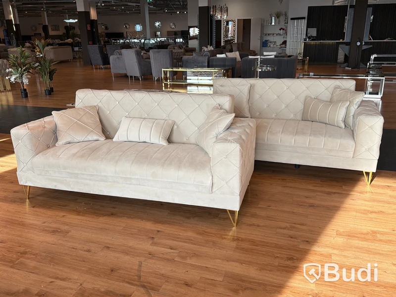 2 st soffor, beige sammet