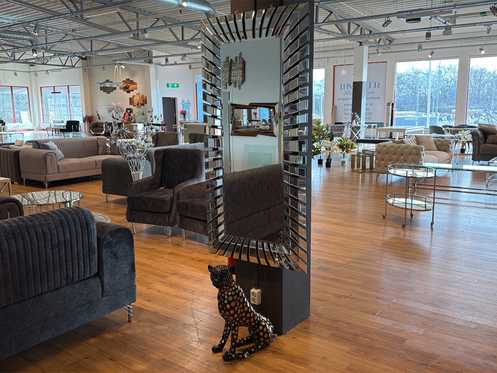 Spegel, 80x160 cm, samt leopard