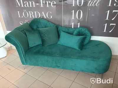 Schäslong, grön sammet