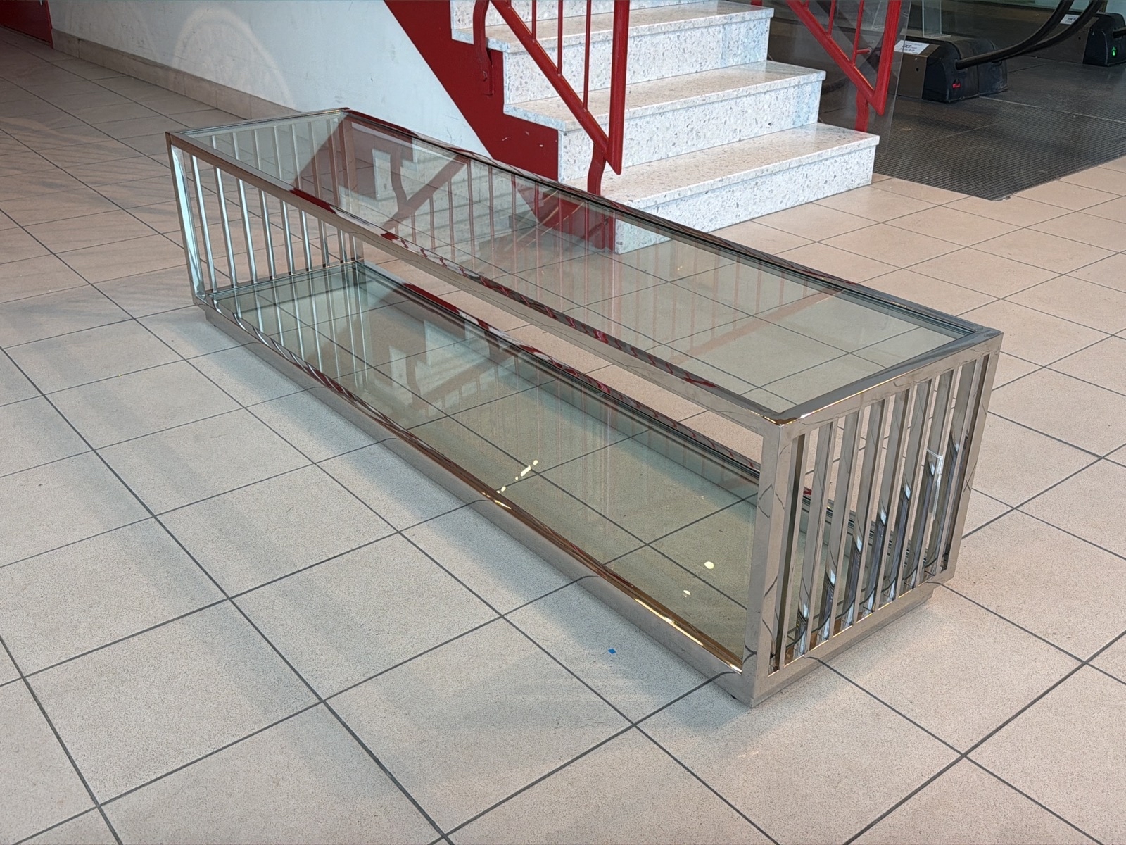 TV-bänk/ sidobänk med glasskivor, 180 cm