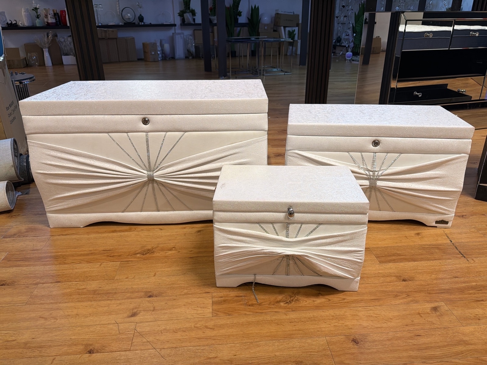 Dekorativt kistset, 4 del, vit