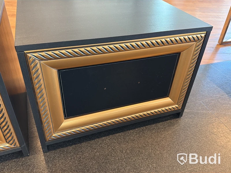 2 st sängbord, svart/ guld