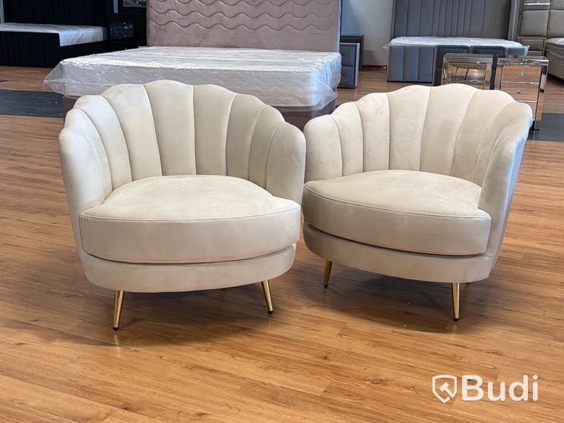 2 st fåtöljer, beige sammet
