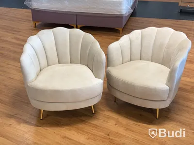2 st fåtöljer, beige sammet
