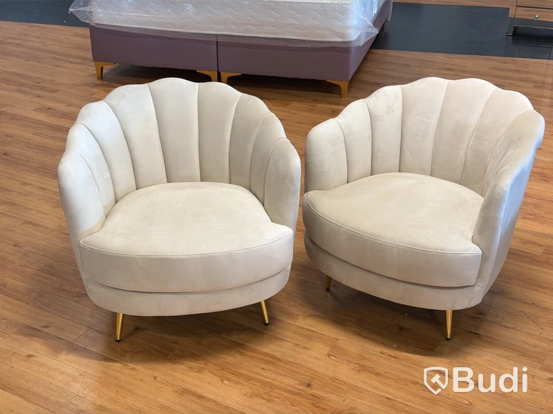 2 st fåtöljer, beige sammet