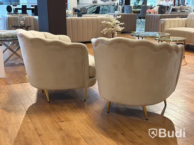 2 st fåtöljer, beige sammet