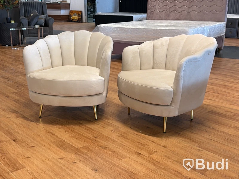 2 st fåtöljer, beige sammet