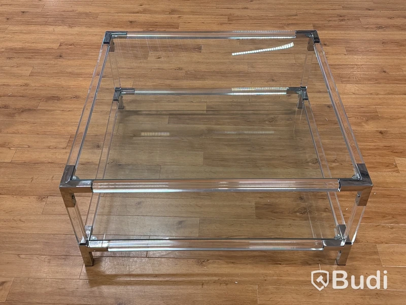 Soffbord med glasskiva, 100x100 cm