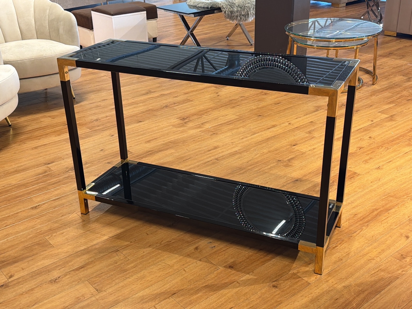 Sidobord, svart/ guld