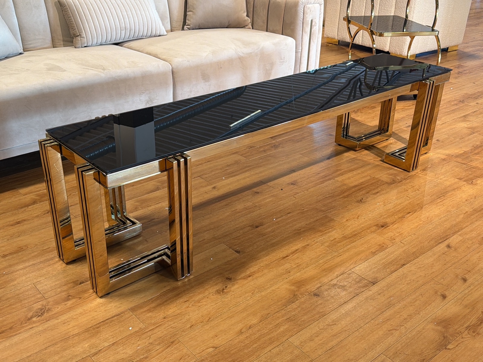 TV-bänk/ sidobänk, svart/ guld