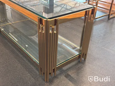 TV-bänk/ sidobänk, klarglas/ guld, 180 cm