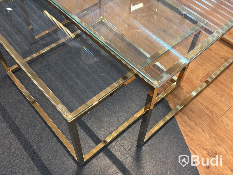 Soffbord, 2 delar, glas/ guld