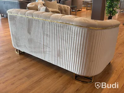 2-sits soffa samt fåtölj, greige sammet
