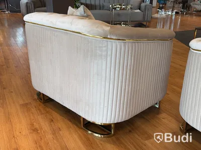 2-sits soffa samt fåtölj, greige sammet