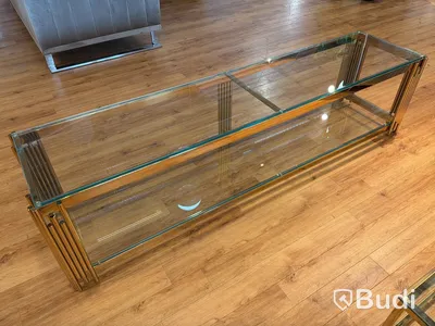 TV-bänk/ sidobänk, klarglas/ guld, 180 cm