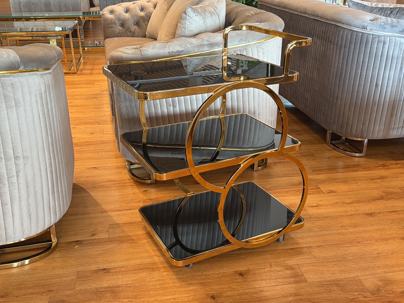 Drinkvagn, svart/ guld