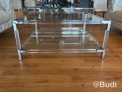 Soffbord med glasskiva, 100x100 cm