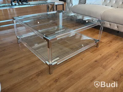 Soffbord med glasskiva, 100x100 cm