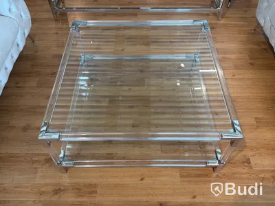 Soffbord med glasskiva, 100x100 cm
