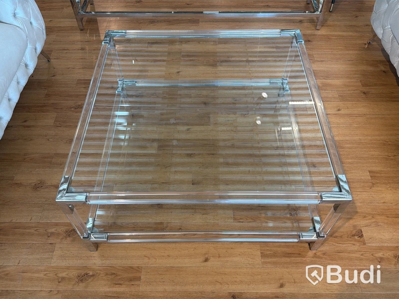 Soffbord med glasskiva, 100x100 cm