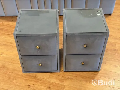 2 st sängbord, mörkgrå sammet