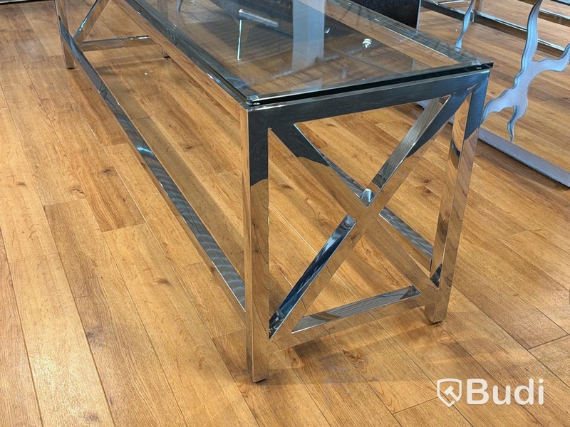 TV-bänk/ sidobänk med glasskiva, 180 cm