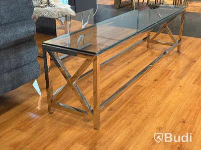 TV-bänk/ sidobänk med glasskiva, 180 cm