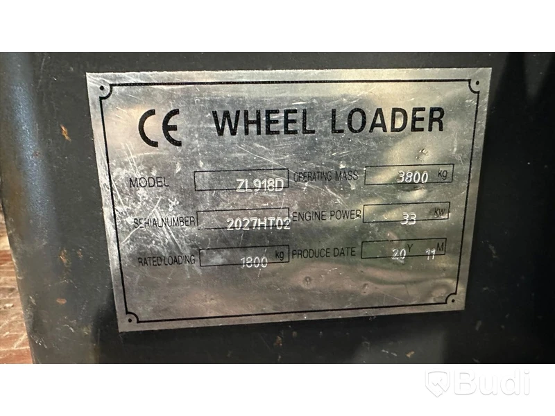 Wheel loader HAITU ZL918D with folding plow, bucket, lifting boom, forks, lowered 50 mm tow ball