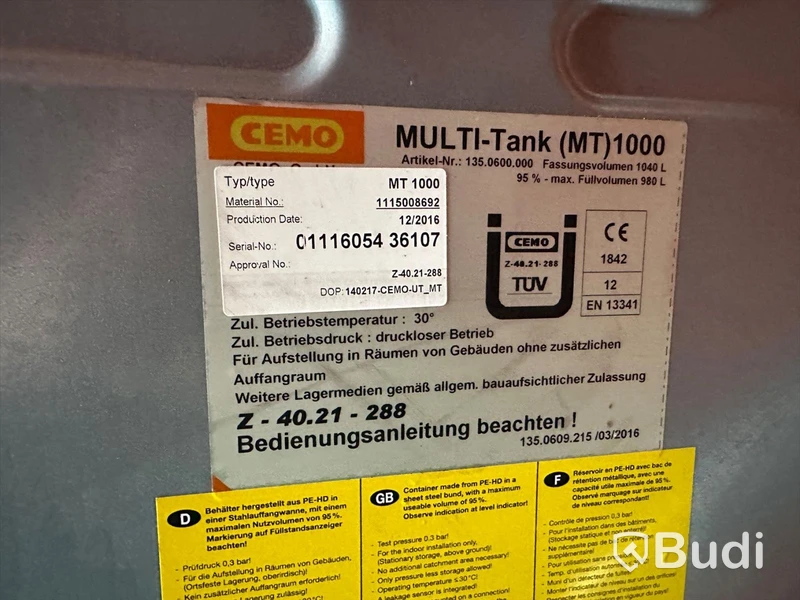 Containerised fuel station with 1,000 L petrol tank and 1,000 L diesel tank, approved tanks and venting
