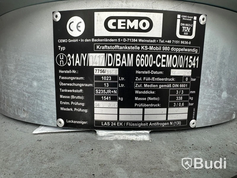 Containerised fuel station with 1,000 L petrol tank and 1,000 L diesel tank, approved tanks and venting