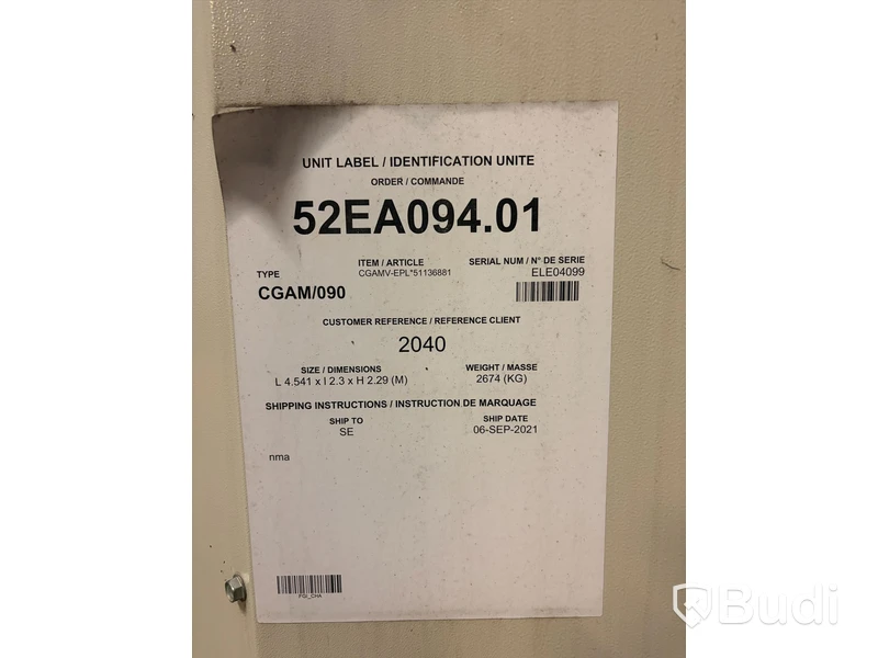 Trane CGAM 90 SE air-cooled chiller, approx. 311 kW, with pump & buffer tank