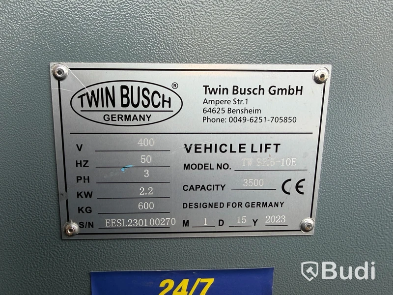 Fordonslyft, Twin Busch, TW S3.5-10E, 400V