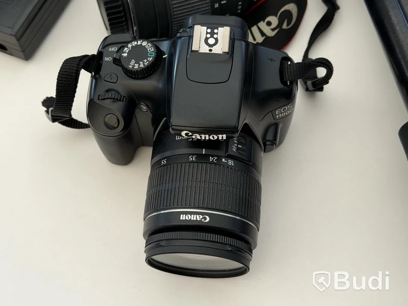 Systemkamera, Canon EOS 1100D med två objektiv, stativ och väska