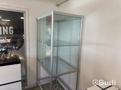 Display cabinet, glass and aluminium, 102 cm wide