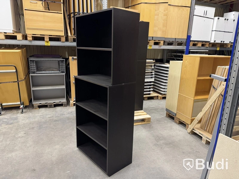 Black shelving unit, 5 shelves, total of 15 units