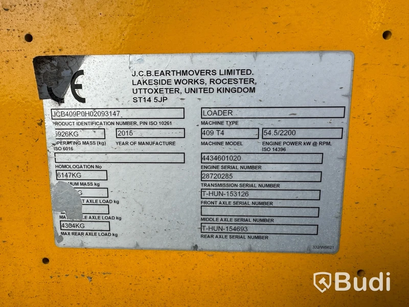 Hjullastare JCB 409 T4 -2015 | Gafflar
