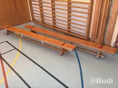 2 st gymnastikbänkar, brun trä, 340x25x30 cm