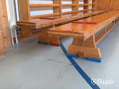 2 st gymnastikbänkar, brun trä, 340x25x30 cm