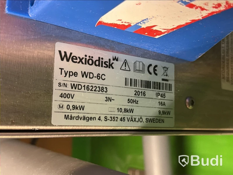 Diskmaskin, Wexiödisk WD-6C, med in- och utmatningsbänk