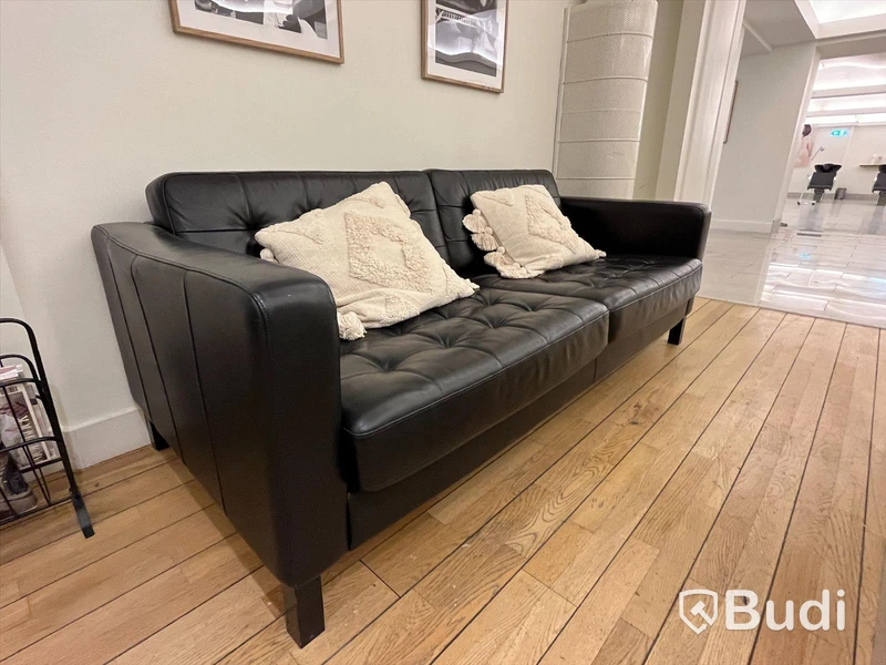 Soffa i skinn ink 2st kuddar L205cm, B93cm, H77cm