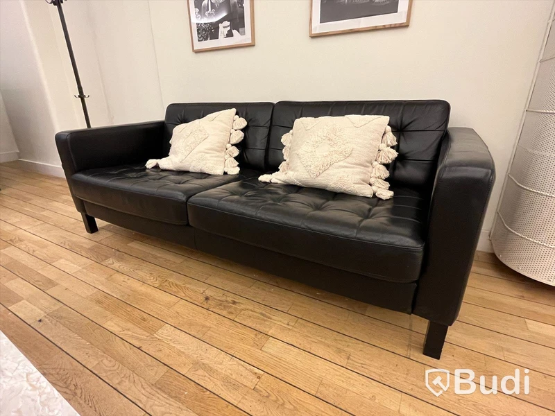 Soffa i skinn ink 2st kuddar L205cm, B93cm, H77cm