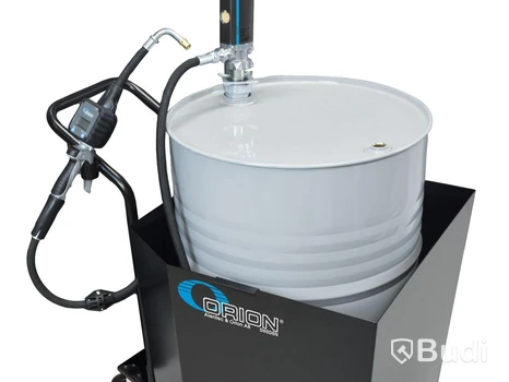 Mobil oljedistrubitör för 205 l fat, invallad med pump och mätverk - Gåva från Alentec & Orion